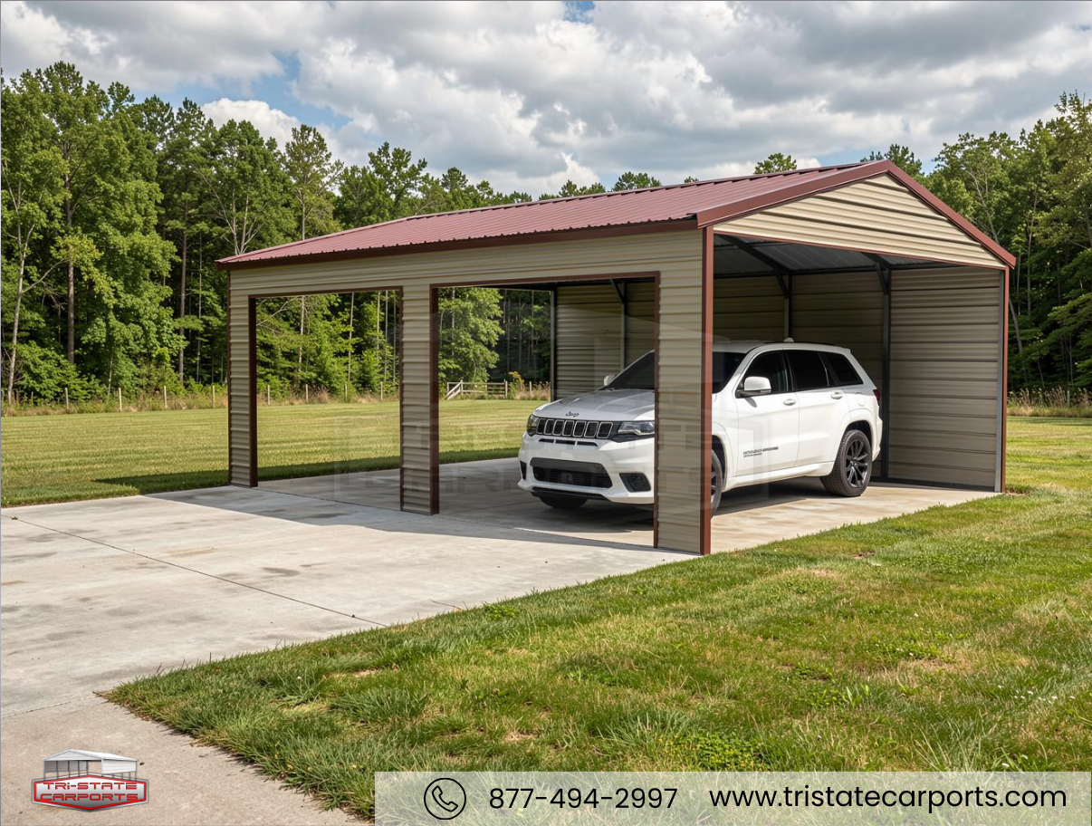 20'W X 25'L X 9'H VERTICAL ROOF CARPORT SKU 151