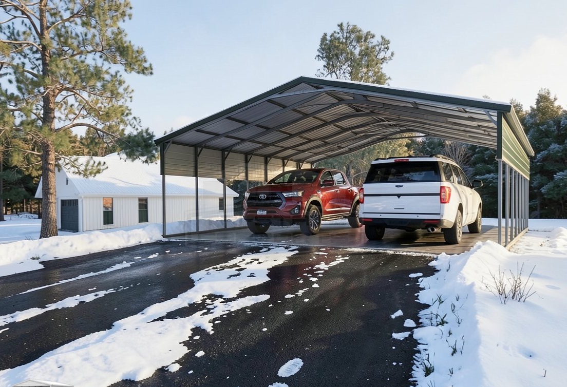 30'W X 30'L X 8'H VERTICAL ROOF CARPORT SKU 162