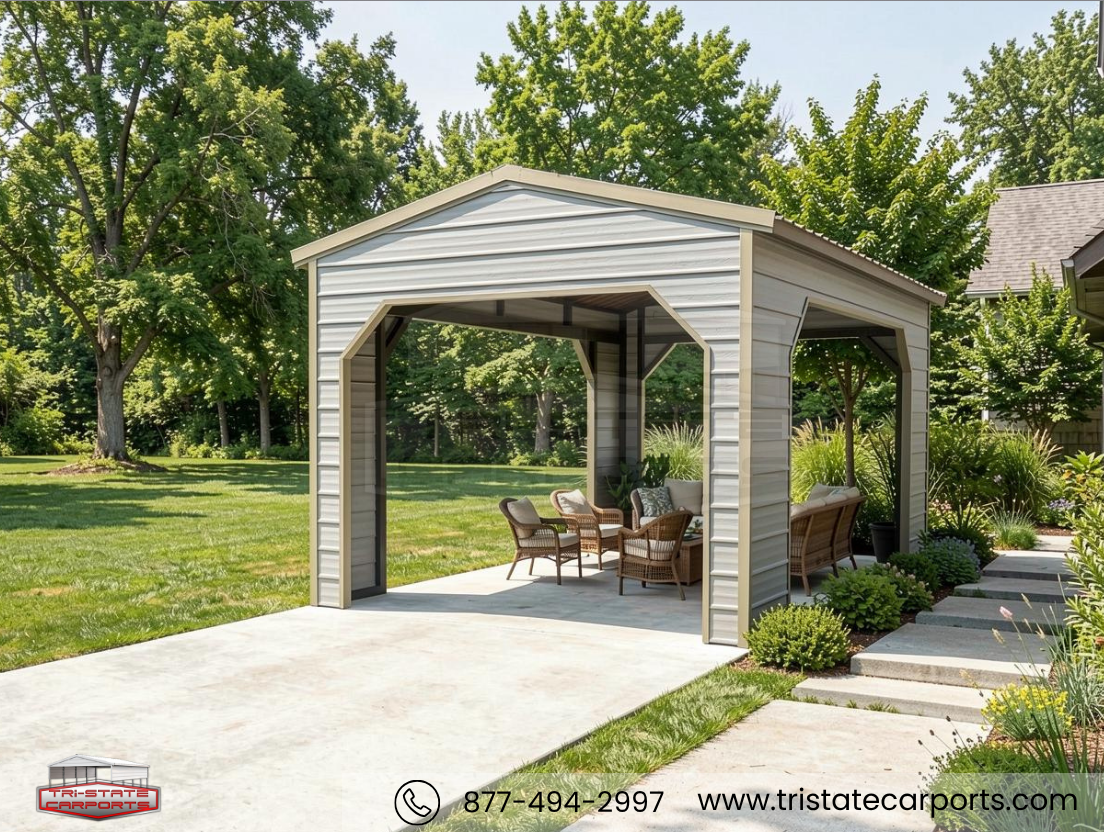 12'W X 20'L X 9'H VERTICAL ROOF CARPORT SKU 177
