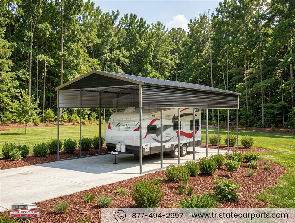 18'W X 35'L X 12'H VERTICAL ROOF CARPORT SKU 047